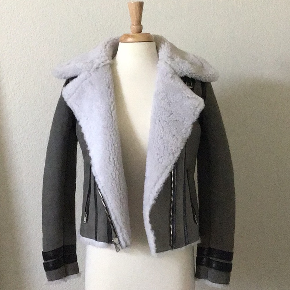 Leather Sherling Motorcycle Jacket
